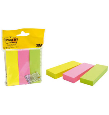 Haftmarker 671-3, Notes Markers, 25x76mm, 3-farbig sortiert, ohne, rechteckig