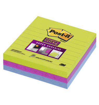 Haftnotizen SuperSticky 100 x 100mm 3-farbig liniert 3 x 70 Blatt Haftnotizen SuperSticky 100 x 100mm 3-farbig liniert 3 x 70 Blatt