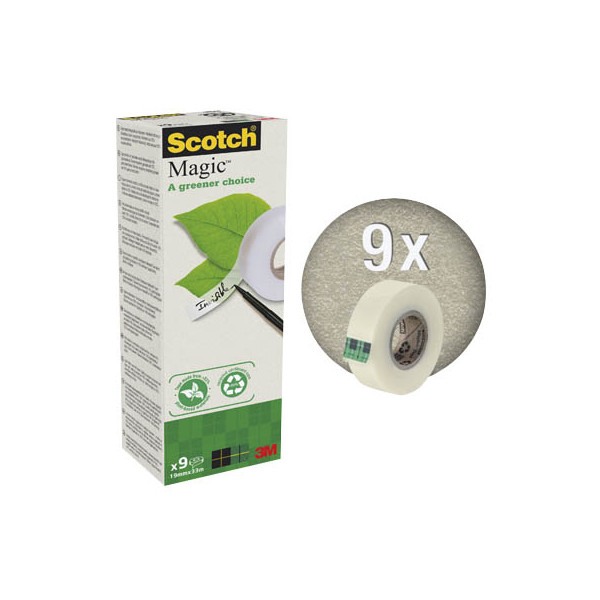 4046719270729 - Klebeband Scotch® Magic™ universell von Hand einreißbar mit Scotch® Tischabrollern kompatibel 66 % pflanzlicher Klebstoff L 30 m x B 19 mm 9 Rollen