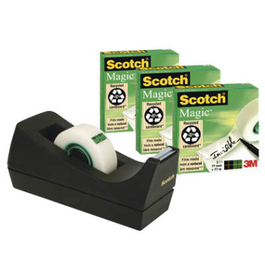 Klebebandabroller Magic Tape C38SM3S, f&uuml;r Klebeb&auml;nder bis 19mm x 33m, schwarz