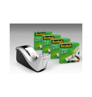 Klebebandabroller C60-ST-4, f&uuml;r Klebeb&auml;nder bis 19mm x 33m, silber/schwarz