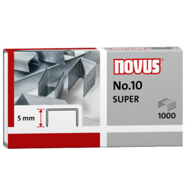 Heftklammern SUPER 040-0003, Stahldraht verzinkt, No 10, Heftleistung 10 Blatt max. 