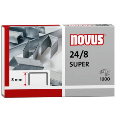 Heftklammern SUPER 040-0038, Stahldraht verzinkt, 24/8, Heftleistung 50 Blatt max. 