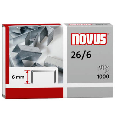 Heftklammern 26/6, 040-0056, Stahldraht verzinkt, Heftleistung 30 Blatt max.