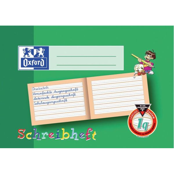 Oxford Schreiblernheft 100050101, Lineatur 1q / Schreiblern-Lineatur / keine, A5 quer, 90g, grün, 16 Blatt / 32 Seiten 4006144582095 Ox
