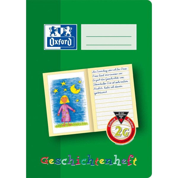 Oxford Schreiblernheft 100050104, Lineatur 2G / Schreiblern-Lineatur / keine, A5, 90g, grün, 16 Blatt / 32 Seiten 4006144588479 Oxford