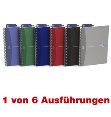 Notizbuch 100102938, Office Essentials Spiralbuch, farbig sortiert, A5, kariert, 90g, 90 Blatt / 180 Seiten