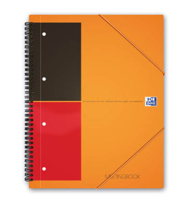 Collegeblock 100104296 Meetingbook, liniert / liniert Rand beidseitig , A4+, 80g, orange, 80 Blatt