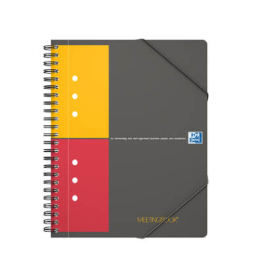 Collegeblock 100102104 Meetingbook, kariert / kariert Rand beidseitig, A5+, 80g, schwarz, 80 Blatt