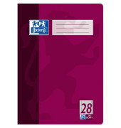 Schulheft 100050332, Lineatur 28 / kariert mit Rand innen/au&szlig;en / keine, A4, 90g, pflaume, 32 Blatt / 64 Seiten