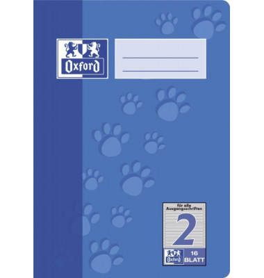 Schulheft 100050407, Lineatur 2 / Schreiblern-Lineatur / keine, A5, 90g, blau, 16 Blatt / 32 Seiten