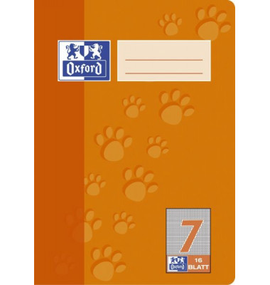 Schulheft 100050409, Lineatur 7 / kariert / keine, A5, 90g, orange, 16 Blatt / 32 Seiten