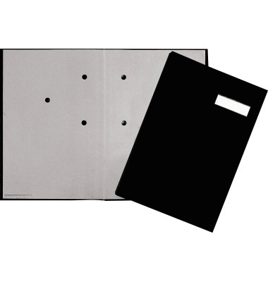 Unterschriftenmappe 24052-44, A4 5 F&auml;cher Graukarton schwarz + grau