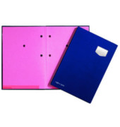 Unterschriftenmappe DE LUXE 24102-02, A4 10 F&auml;cher Graupappe blau + rosa