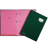 Unterschriftenmappe DE LUXE 24102-03, A4 10 F&auml;cher Graupappe gr&uuml;n + rosa