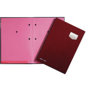 Unterschriftenmappe DE LUXE 24102-01, A4 10 F&auml;cher Graupappe rot + rosa