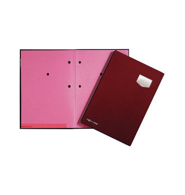 Unterschriftenmappe DE LUXE 24102-01, A4 10 F&auml;cher Graupappe rot + rosa