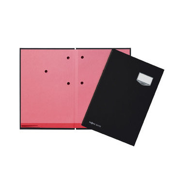 Unterschriftenmappe DE LUXE 24102-04, A4 10 F&auml;cher Graupappe schwarz + rosa