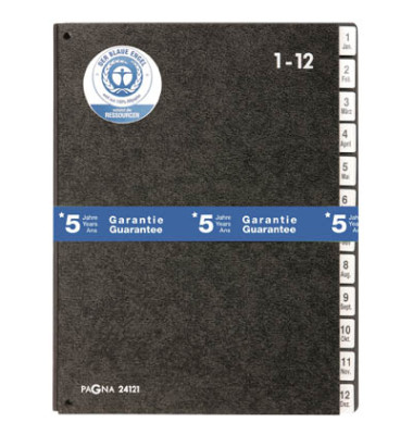 Pultordner Classic 24121-04, 1-12 / Jan-Dez, schwarz, A4, 12 F&auml;cher