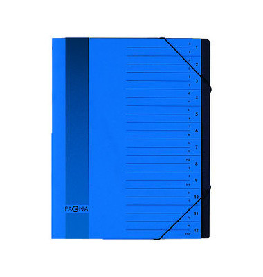 Ordnungsmappe A4 blau Pressspan 12 Fächer mit Eckspanngummi Ordnungsmappe A4 blau Pressspan 12 Fächer mit Eckspanngummi