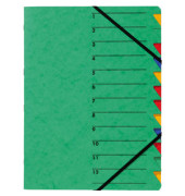 Ordnungsmappe A4 grün Pressspan 12 Fächer mit Eckspanngummi