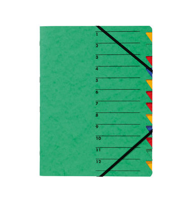 Ordnungsmappe Easy 24131-03, 1-12, gr&uuml;n, A4, 12 F&auml;cher