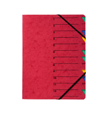Ordnungsmappe Easy 24131-01, 1-12, rot, A4, 12 F&auml;cher