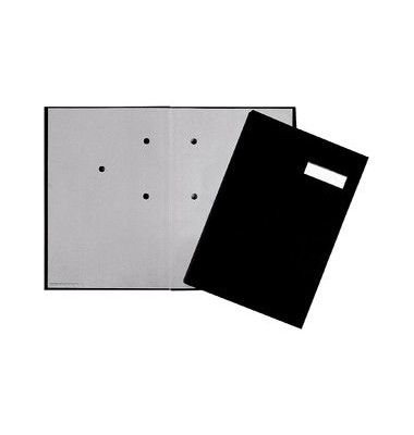 Unterschriftenmappe 24192-44, A4 20 F&auml;cher Graupappe schwarz + grau