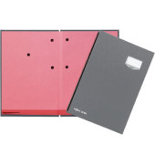 Unterschriftenmappe DE LUXE 24202-06, A4 20 F&auml;cher Graupappe grau + rosa