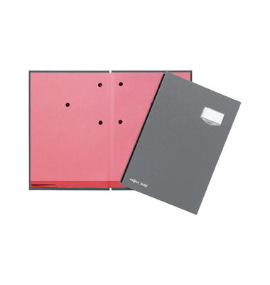 Unterschriftenmappe DE LUXE 24202-06, A4 20 F&auml;cher Graupappe grau + rosa