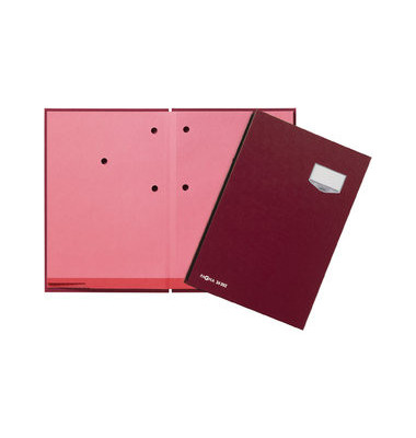 Unterschriftenmappe DE LUXE 24202-01, A4 20 F&auml;cher Graupappe rot + rosa