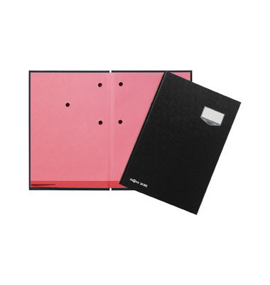 Unterschriftenmappe DE LUXE 24202-04, A4 20 F&auml;cher Graupappe schwarz + rosa