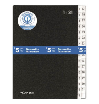 Pultordner Classic 24321-04, 1-31, schwarz, A4, 32 F&auml;cher