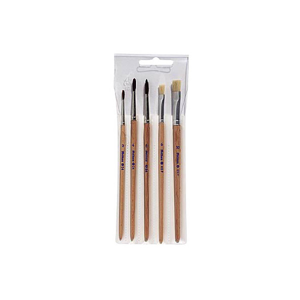 4012700718167 - - Pinselset inkl je 1 Haarpinsel Sorte 24 Größe 2 4 6 je 1 Borstenpinsel Sorte 613F Größe 6 10 Haar Borste 5 St Pack