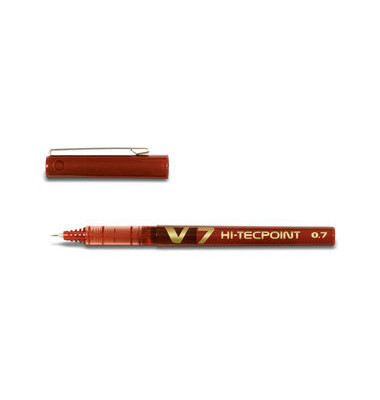 Tintenroller Hi-Tecpoint V7 rot/transparent 0,35 mm mit Kappe