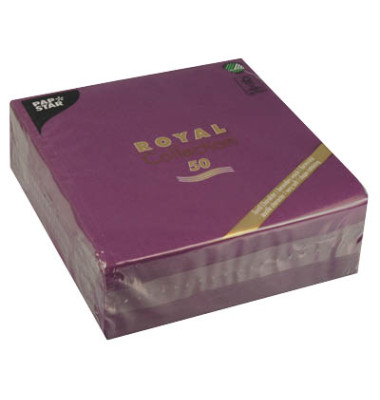 50 Servietten "ROYAL Collection" 1/4-Falz 40 cm x 40 cm lila 40x40cm 1-lagig 50 Stück