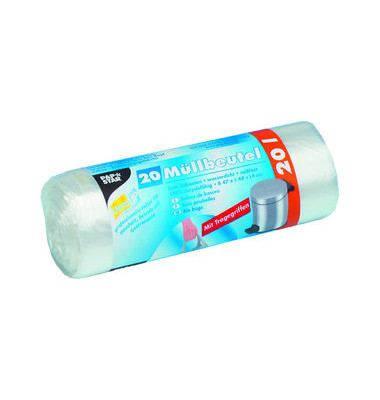 Müllsäcke 12075, transparent, 20 Liter, mit Griff