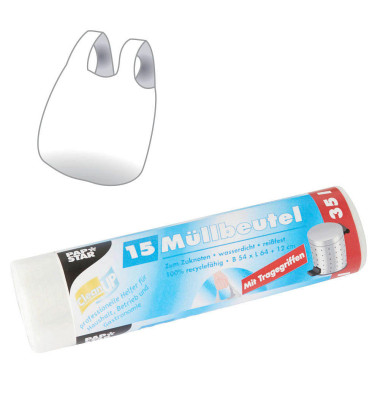Müllsäcke 12077 CleanUP, transparent, 35 Liter, mit Griff