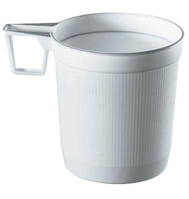 Kunststoff-Tassen PS 0,25l weiß D:8 H:8,5cm 40 Stück Kunststoff-Tassen PS 0,25l weiß D:8 H:8,5cm 40 Stück