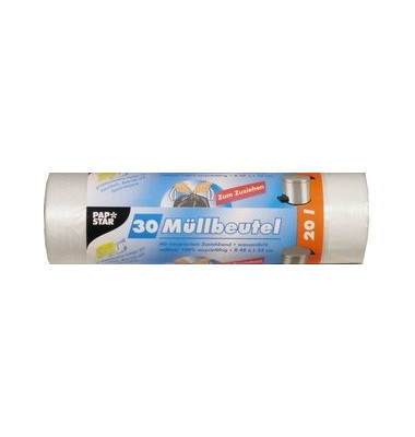 Müllsäcke 12439, transparent, 20 Liter, mit Zugband