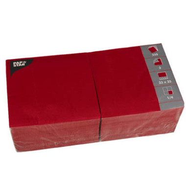 Servietten 12483, rot / Uni, 3-lagig, 33x33cm