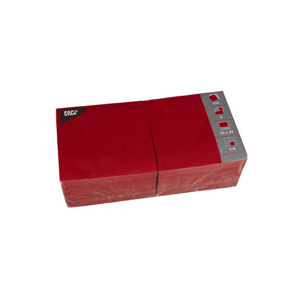 Papstar Servietten 12483, rot, 3-lagig, 33x33cm 4002911124833 Papstar 250 Stück