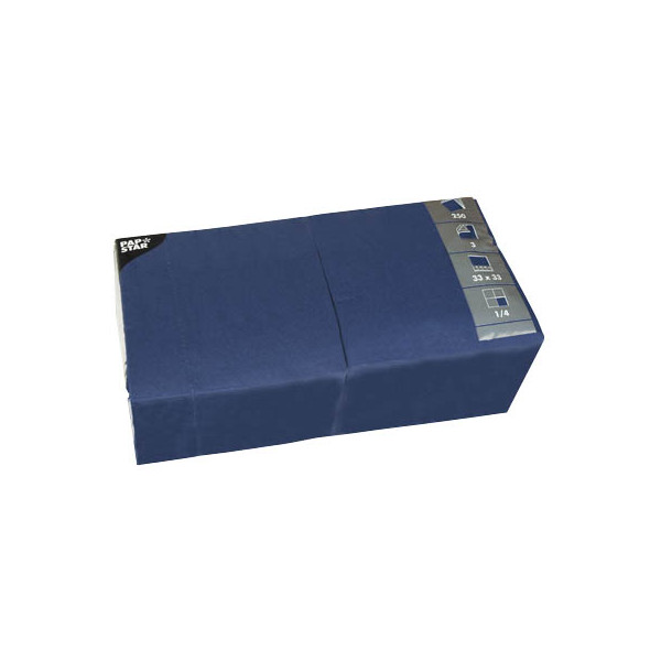 4 Stück Papstar Serviette 3-lagig 1/4-Falz dunkelblau 33x33cm 51g 4002911124871 Papstar