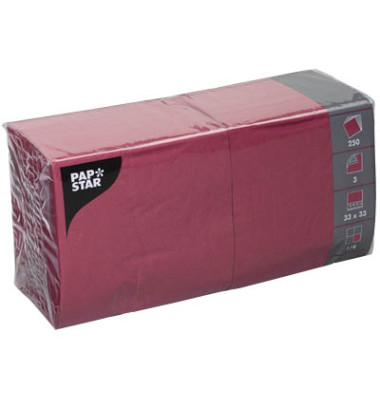 Serviette 3-lagig 1/4-Falz bordeaux 33x33cm 51g 250 Stück Serviette 3-lagig 1/4-Falz bordeaux 33x33cm 51g 250 Stück