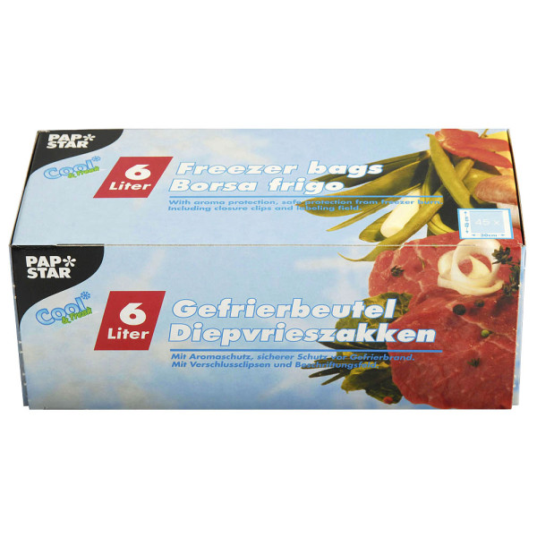 4002911141595 - Gefrierbeutel LLDPE in Faltschachtel 1 Packung = 45 Beutel à 6 Liter Format 46 cm x 30 cm 4002911141595 - Gefrierbeutel LLDPE in Faltschachtel 1 Packung = 45 Beutel à 6 Liter Format 46 cm x 30 cm
