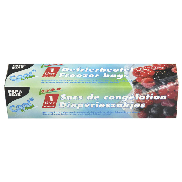 4002911141939 - QuickSnap Gefrierbeutel in Faltschachtel 1 Packung = 20 Stk à 1 Liter Format 20cm x 18cm 4002911141939 - QuickSnap Gefrierbeutel in Faltschachtel 1 Packung = 20 Stk à 1 Liter Format 20cm x 18cm