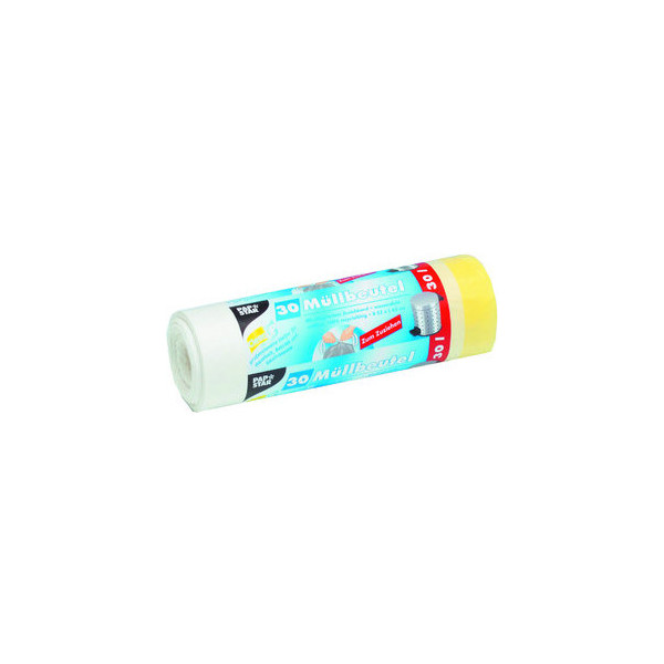4002911141991 - PAPSTAR Müllsäcke 30 L Kordelzug Weiß LDPE (Polyethylen niedriger Dichte) 17 Mikron 30 Stück