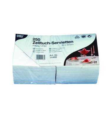 Servietten 2-lagig 1/4 Falz Tissue weiß