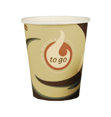 Trinkbecher Pappe To Go braun/weiß 200ml Trinkbecher Pappe To Go braun/weiß 200ml