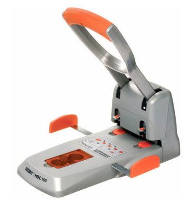 Locher HDC150 silber/orange 15mm 150 Blatt mit Anschlagschiene Locher HDC150 silber/orange 15mm 150 Blatt mit Anschlagschiene